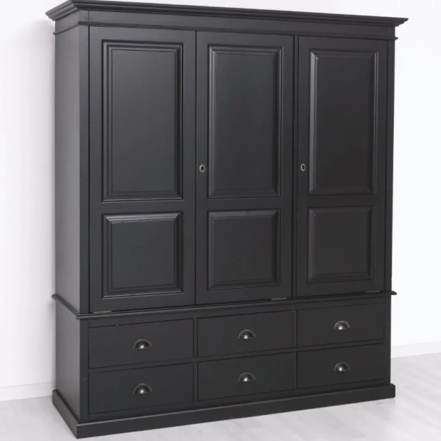Casa Padrino Landhausstil Schlafzimmer Schrank Schwarz 174 cm - Schlafzimmer Möbel