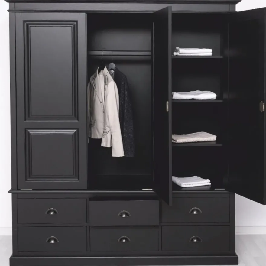 Casa Padrino Landhausstil Schlafzimmer Schrank Schwarz 174 cm - Schlafzimmer Möbel