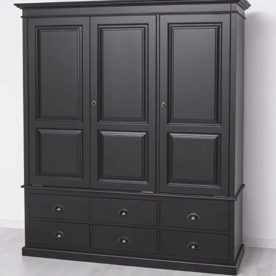 Casa Padrino Landhausstil Schlafzimmer Schrank Schwarz 174 cm - Schlafzimmer Möbel