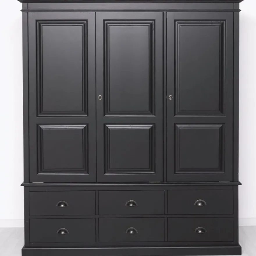 Casa Padrino Landhausstil Schlafzimmer Schrank Schwarz 174 cm - Schlafzimmer Möbel