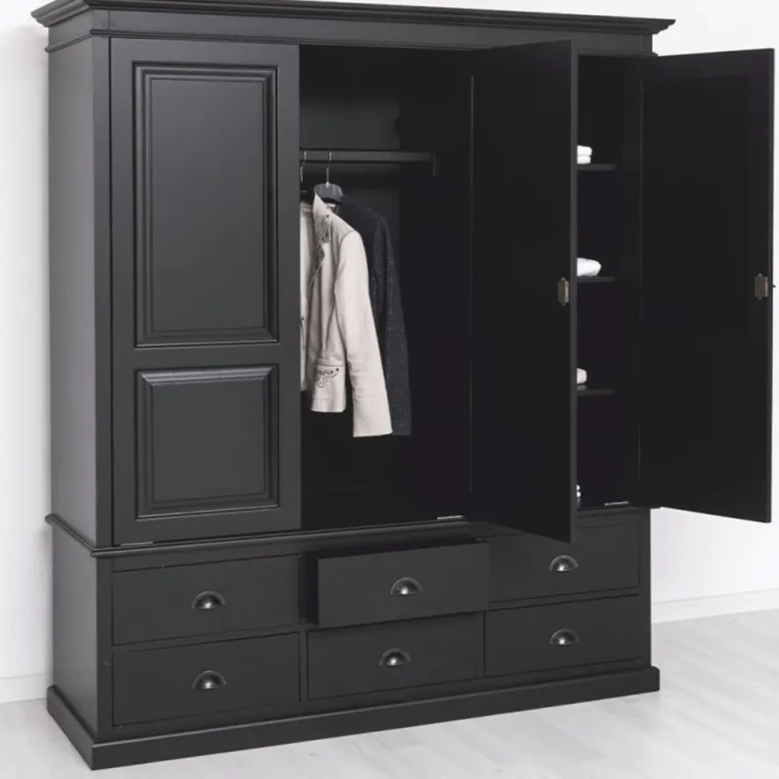 Casa Padrino Landhausstil Schlafzimmer Schrank Schwarz 174 cm - Schlafzimmer Möbel