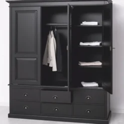 Casa Padrino Landhausstil Schlafzimmer Schrank Schwarz 174 cm - Schlafzimmer Möbel