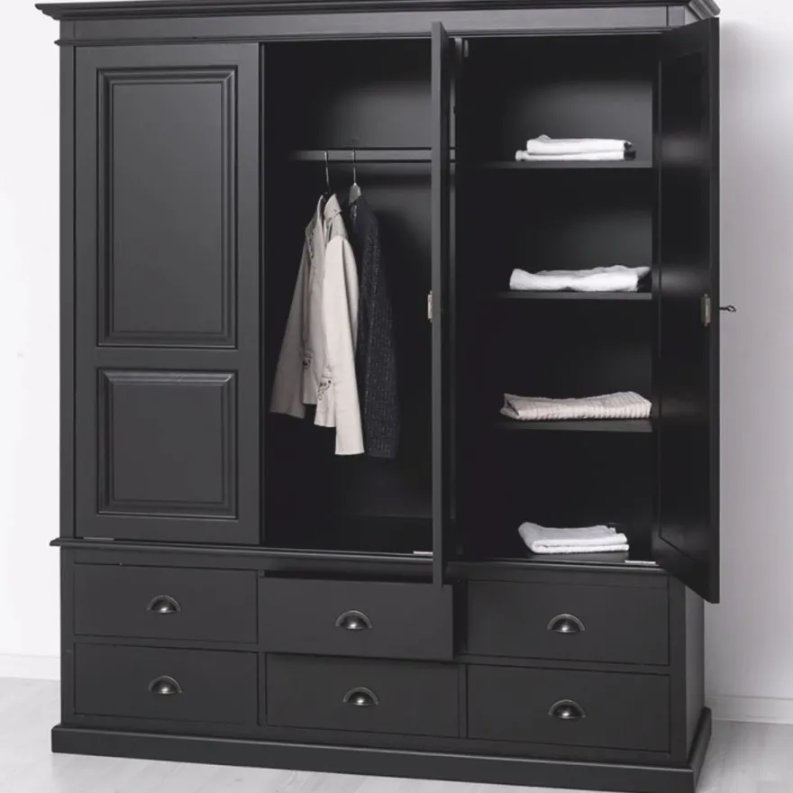 Casa Padrino Landhausstil Schlafzimmer Schrank Schwarz 174 cm - Schlafzimmer Möbel