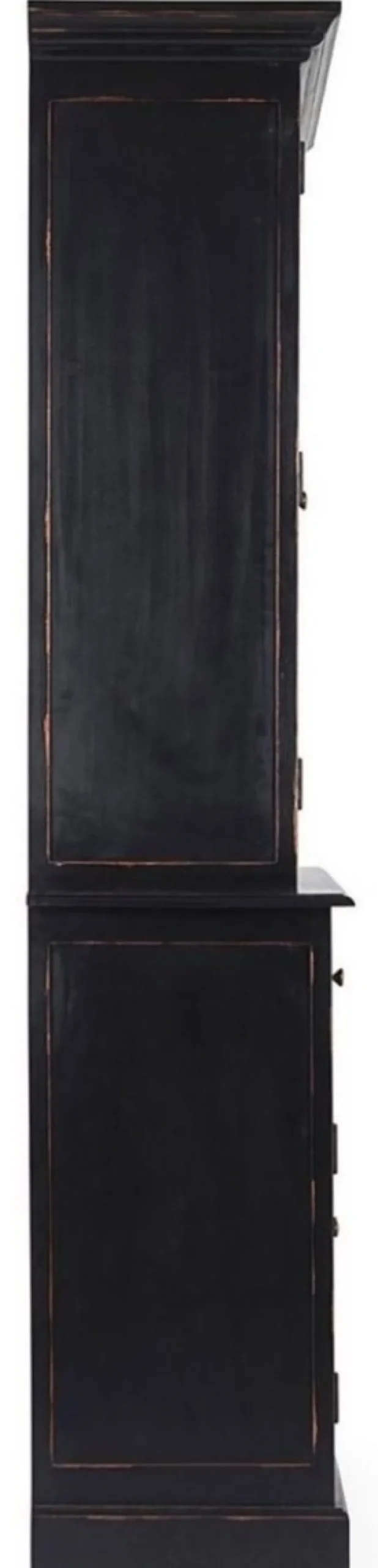 Casa Padrino Landhausstil Schrank Antik Schwarz 111,4 x 42,5 x H. 203 cm - Landhausstil Esszimmerschrank mit 4 Türen und 2 Schubladen - Landhausstil Vitrine - Landhausstil Esszimmer Möbel