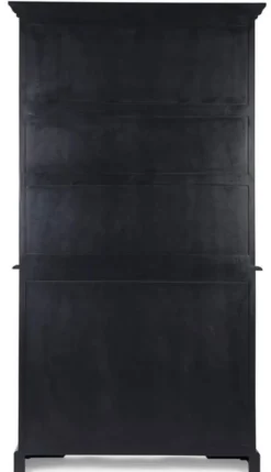 Casa Padrino Landhausstil Schrank Antik Schwarz 111,4 x 42,5 x H. 203 cm - Landhausstil Esszimmerschrank mit 4 Türen und 2 Schubladen - Landhausstil Vitrine - Landhausstil Esszimmer Möbel