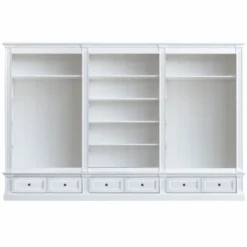 Casa Padrino Landhausstil Schlafzimmer Schrank Weiß 340 cm - Landhausstil Schlafzimmer Möbel