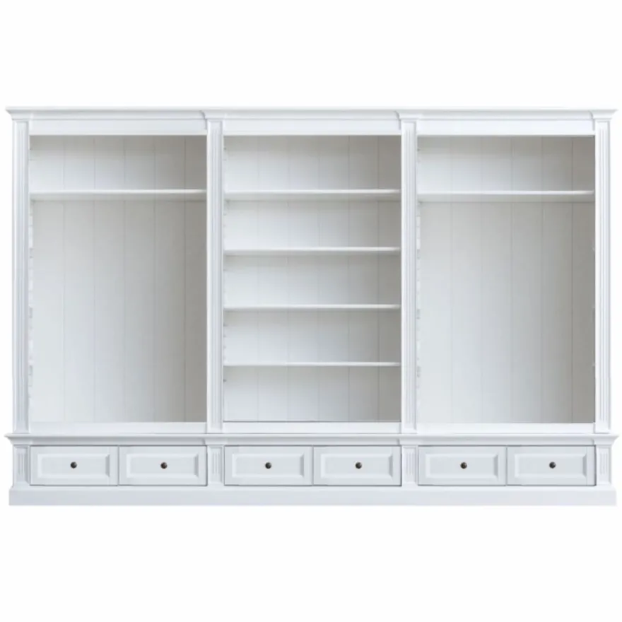Casa Padrino Landhausstil Schlafzimmer Schrank Weiß 340 cm - Landhausstil Schlafzimmer Möbel