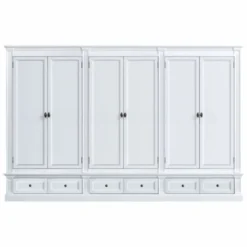 Casa Padrino Landhausstil Schlafzimmer Schrank Weiß 340 cm - Landhausstil Schlafzimmer Möbel