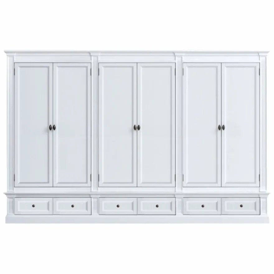 Casa Padrino Landhausstil Schlafzimmer Schrank Weiß 340 cm - Landhausstil Schlafzimmer Möbel