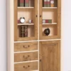 Casa Padrino Landhausstil Schrank Creme / Braun 120 x 39 x H. 197 cm - Landhausstil Esszimmer Schrank - Landhausstil Vitrinenschrank - Massivholz Möbel - Landhausstil Möbel
