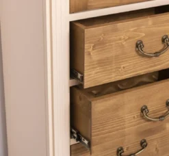 Casa Padrino Landhausstil Schrank Creme / Braun 120 x 39 x H. 197 cm - Landhausstil Esszimmer Schrank - Landhausstil Vitrinenschrank - Massivholz Möbel - Landhausstil Möbel