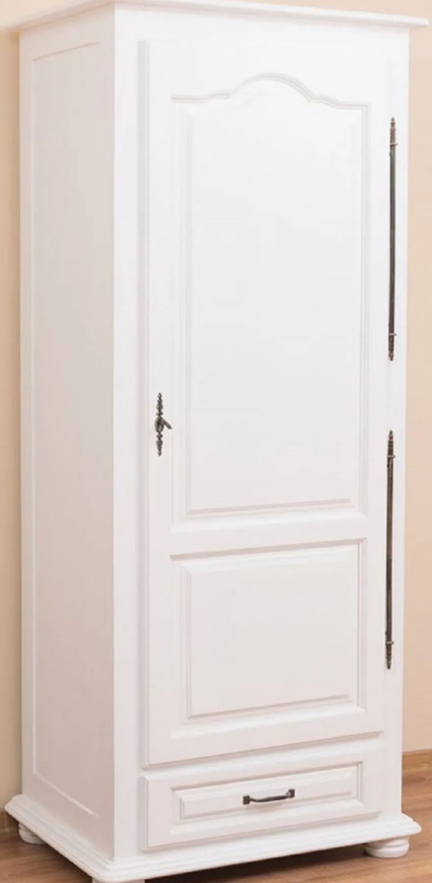 Casa Padrino Landhausstil Schlafzimmerschrank / Kleiderschrank mit Tür und Schublade Weiß 79,5 x 54 x H. 186 cm - Schlafzimmermöbel