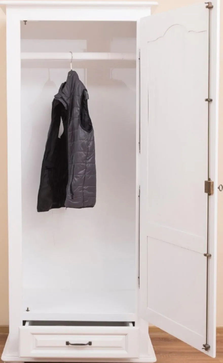 Casa Padrino Landhausstil Schlafzimmerschrank / Kleiderschrank mit Tür und Schublade Weiß 79,5 x 54 x H. 186 cm - Schlafzimmermöbel
