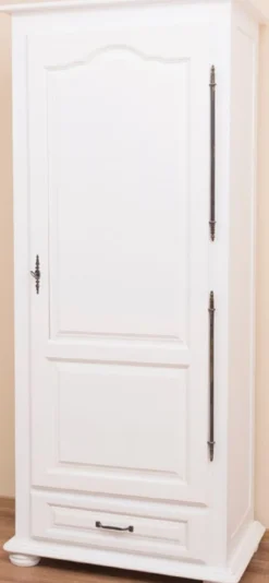 Casa Padrino Landhausstil Schlafzimmerschrank / Kleiderschrank mit Tür und Schublade Weiß 79,5 x 54 x H. 186 cm - Schlafzimmermöbel
