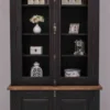 Casa Padrino Landhausstil Schrank Schwarz / Rot / Braun 120 x 50 x H. 228 cm - Massivholz Vitrine - Landhausstil Massivholz Möbel