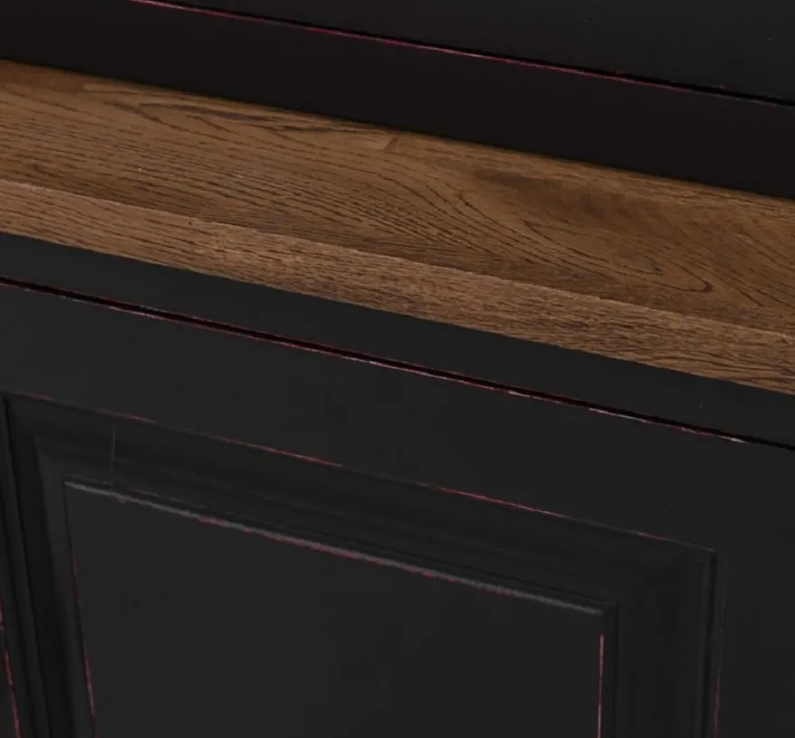 Casa Padrino Landhausstil Schrank Schwarz / Rot / Braun 120 x 50 x H. 228 cm - Massivholz Vitrine - Landhausstil Massivholz Möbel