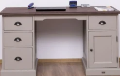 Casa Padrino Landhausstil Schreibtisch mit 4 Schubladen und Tür Antik Grau / Dunkelbraun 152 x 70 x H. 78 cm - Landhausstil Büromöbel