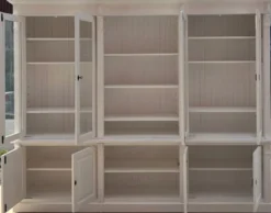 Casa Padrino Landhausstil Schrank Weiß 286 x 51 x H. 228 cm - Massivholz Bücherschrank - Wohnzimmerschrank - Regalschrank - Büroschrank - Landhausstil Möbel
