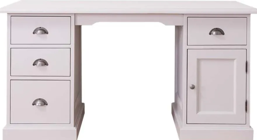 Casa Padrino Landhausstil Schreibtisch mit 4 Schubladen und Tür in Weiß, 152 x 70 x H. 78 cm