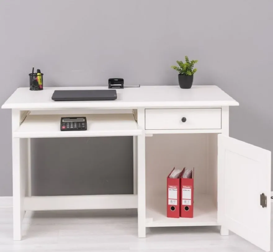 Casa Padrino Landhausstil Schreibtisch Weiß 130 x 60 x H. 78 cm - Massivholz Sekretär im Landhausstil - Büro Möbel - Massivholz Möbel - Landhausstil Möbel