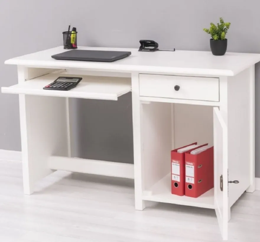 Casa Padrino Landhausstil Schreibtisch Weiß 130 x 60 x H. 78 cm - Massivholz Sekretär im Landhausstil - Büro Möbel - Massivholz Möbel - Landhausstil Möbel