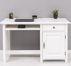 Casa Padrino Landhausstil Schreibtisch Weiß 130 x 60 x H. 78 cm - Massivholz Sekretär im Landhausstil - Büro Möbel - Massivholz Möbel - Landhausstil Möbel
