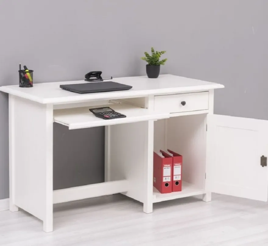 Casa Padrino Landhausstil Schreibtisch Weiß 130 x 60 x H. 78 cm - Massivholz Sekretär im Landhausstil - Büro Möbel - Massivholz Möbel - Landhausstil Möbel