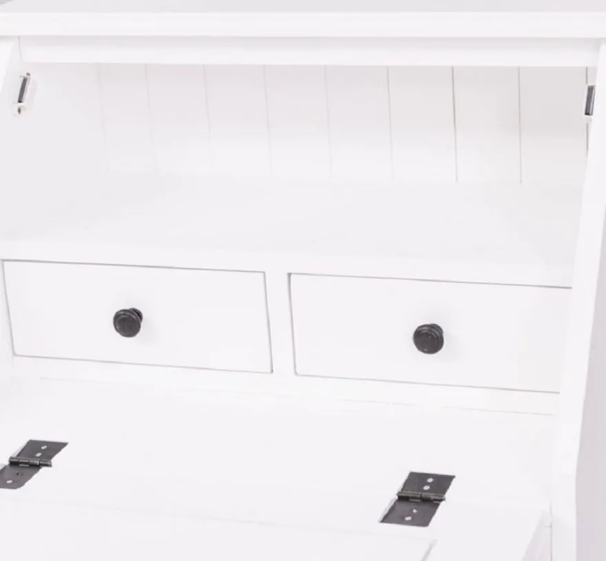 Casa Padrino Landhausstil Sekretär Kommode Weiß 65 x 45 x H. 110 cm - Massivholz Schrank mit 5 Schubladen - Massivholz Möbel - Landhausstil Möbel