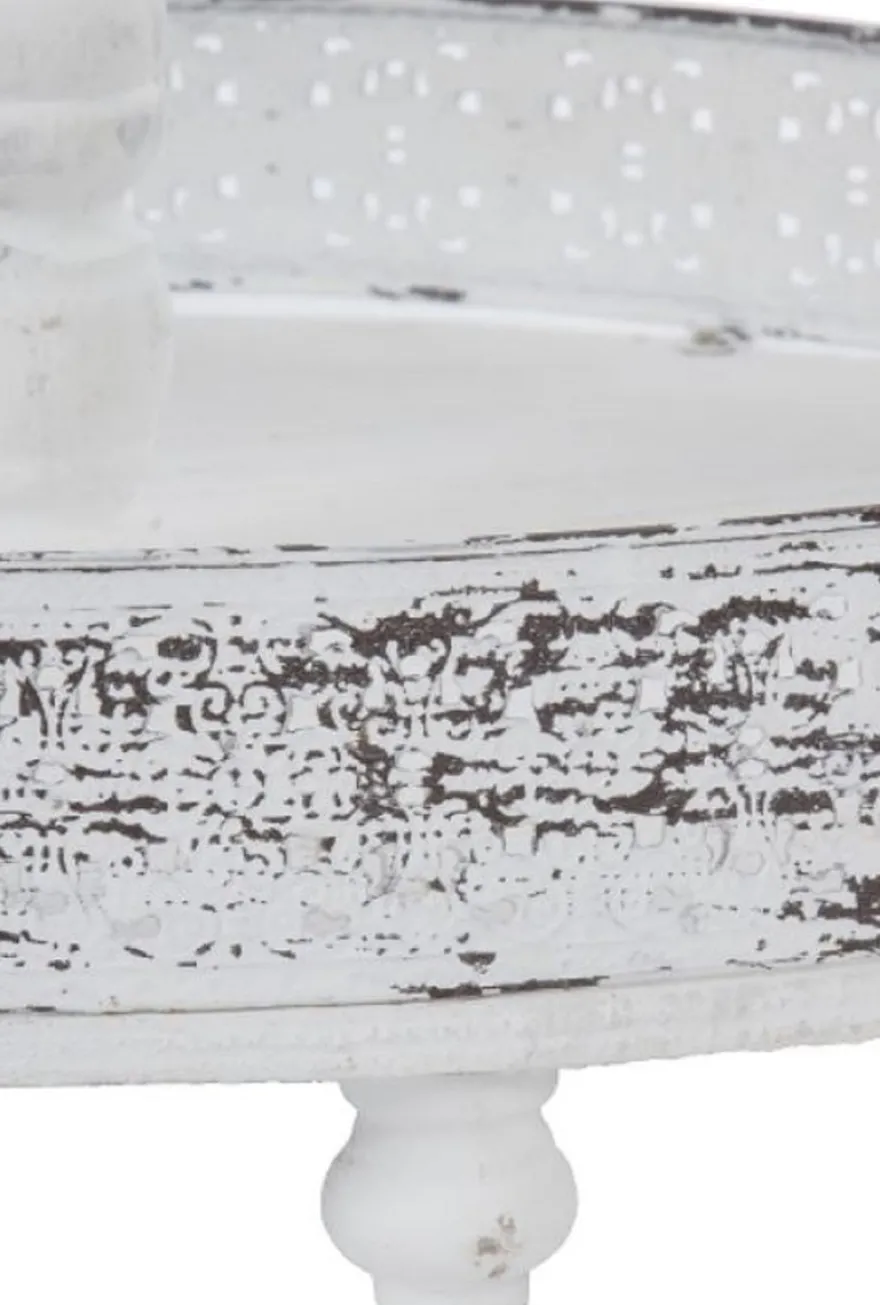 Casa Padrino Landhausstil Shabby Chic Etagere 3-Stufig Antik Weiß Ø 40 x H. 66 cm - Gastronomie Accessoires