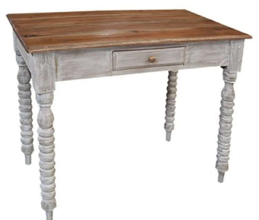 Casa Padrino Landhausstil Shabby Chic Schreibtisch mit Schublade Braun / Antik Weiß 90 x 56 x H. 75 cm - Büromöbel im Landhausstil