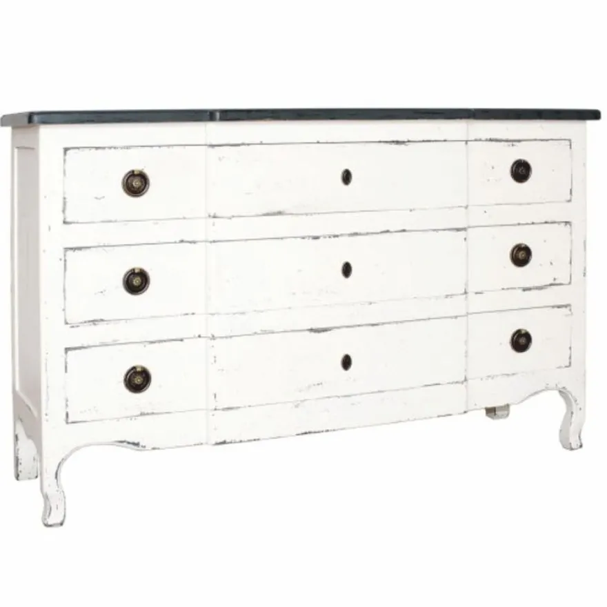 Casa Padrino Landhausstil Shabby Chic Kommode mit 3 Schubladen Antik Weiß / Schwarz 130 cm