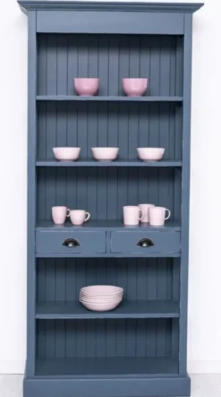 Casa Padrino Landhausstil Shabby Chic Schrank Antik Blau 91 x 39 x H. 197 cm - Landhausstil Esszimmer Schrank - Massivholz Möbel - Landhausstil Shabby Chic Möbel