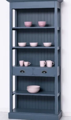 Casa Padrino Landhausstil Shabby Chic Schrank Antik Blau 91 x 39 x H. 197 cm - Landhausstil Esszimmer Schrank - Massivholz Möbel - Landhausstil Shabby Chic Möbel