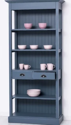 Casa Padrino Landhausstil Shabby Chic Schrank Antik Blau 91 x 39 x H. 197 cm - Landhausstil Esszimmer Schrank - Massivholz Möbel - Landhausstil Shabby Chic Möbel