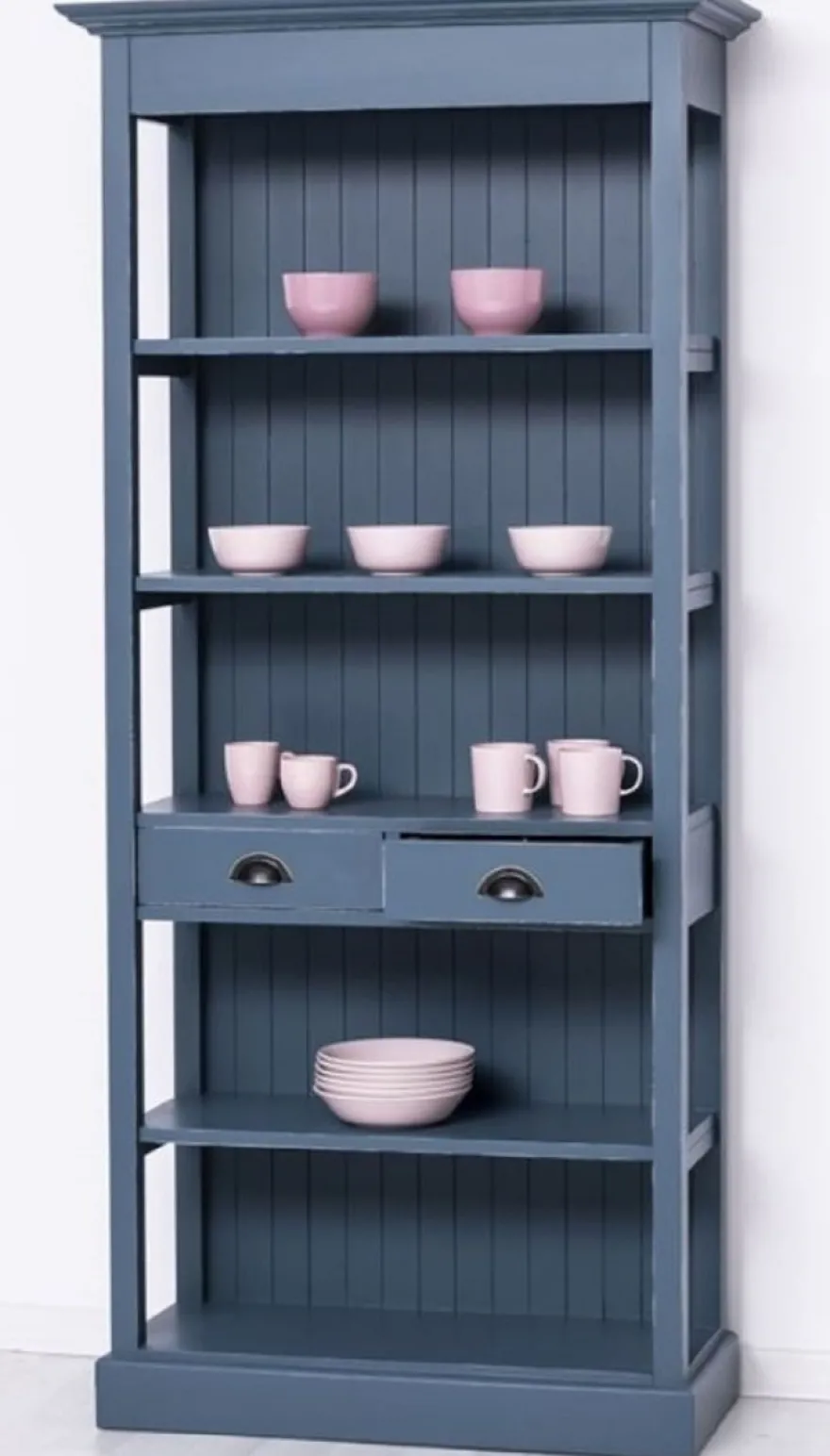 Casa Padrino Landhausstil Shabby Chic Schrank Antik Blau 91 x 39 x H. 197 cm - Landhausstil Esszimmer Schrank - Massivholz Möbel - Landhausstil Shabby Chic Möbel
