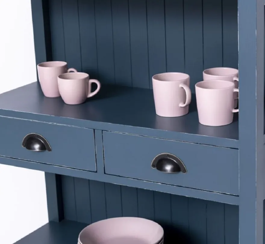 Casa Padrino Landhausstil Shabby Chic Schrank Antik Blau 91 x 39 x H. 197 cm - Landhausstil Esszimmer Schrank - Massivholz Möbel - Landhausstil Shabby Chic Möbel