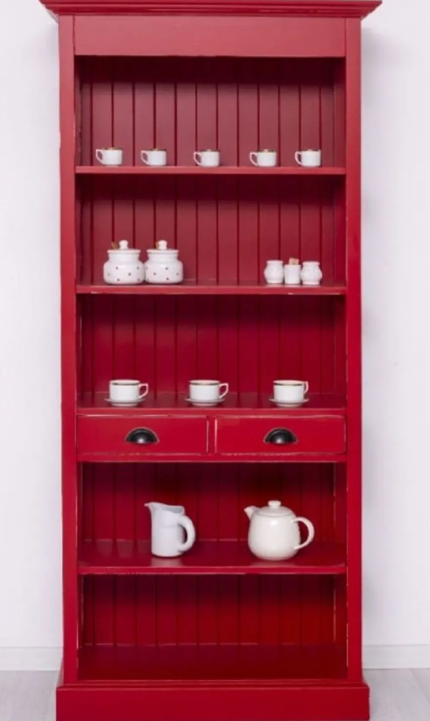 Casa Padrino Landhausstil Shabby Chic Schrank Antik Rot 91 x 39 x H. 197 cm - Landhausstil Esszimmer Schrank - Massivholz Möbel - Landhausstil Shabby Chic Möbel