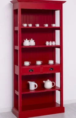Casa Padrino Landhausstil Shabby Chic Schrank Antik Rot 91 x 39 x H. 197 cm - Landhausstil Esszimmer Schrank - Massivholz Möbel - Landhausstil Shabby Chic Möbel