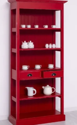 Casa Padrino Landhausstil Shabby Chic Schrank Antik Rot 91 x 39 x H. 197 cm - Landhausstil Esszimmer Schrank - Massivholz Möbel - Landhausstil Shabby Chic Möbel