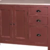 Casa Padrino Landhausstil Shabby Chic Küchenschrank Antik Bordeauxrot / Naturfarben 120 x 65 x H. 90 cm - Küchen Unterschrank mit 2 Türen und 3 Schubladen