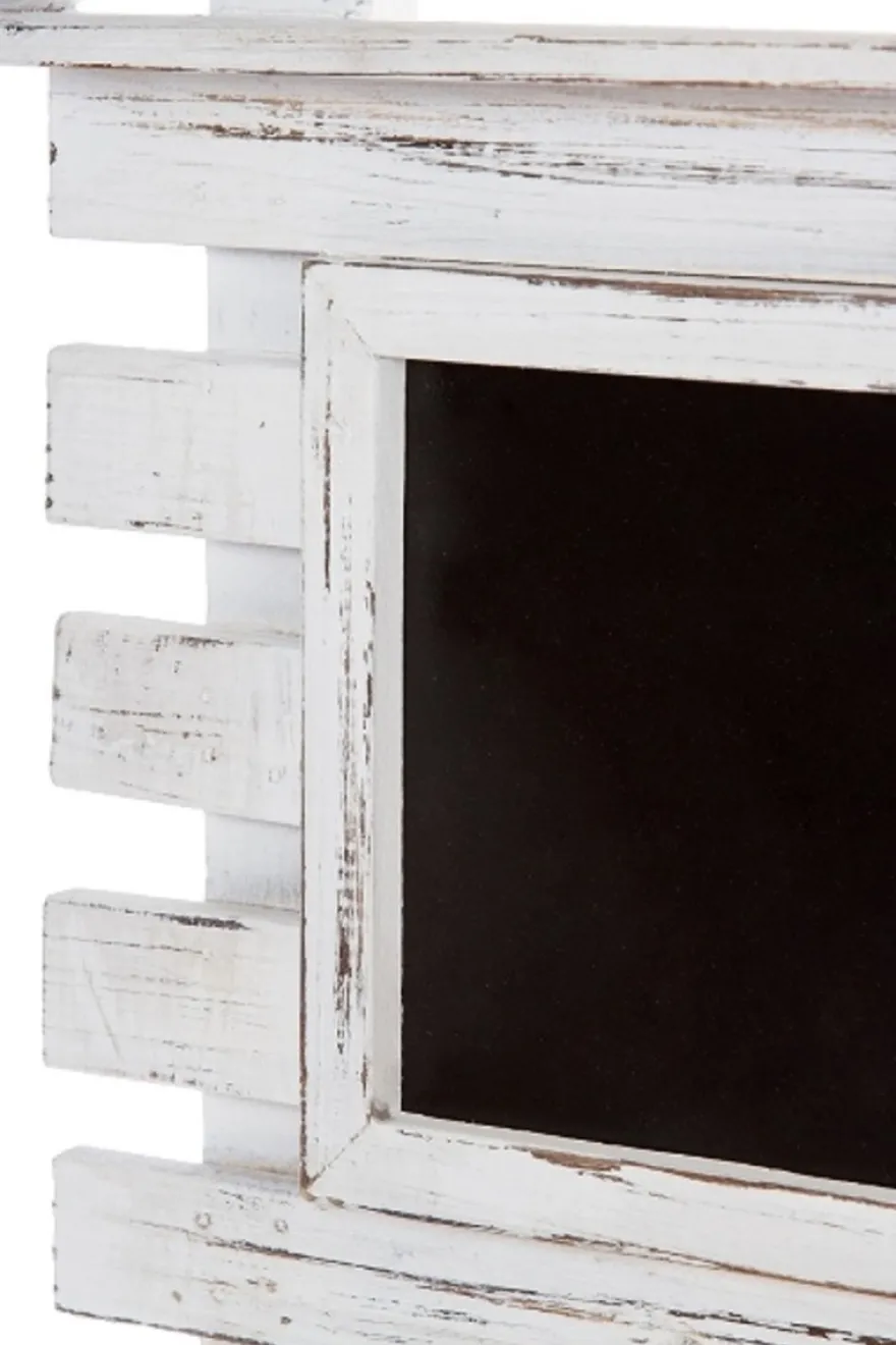 Casa Padrino Landhausstil Shabby Chic Wandhängeschrank Antik Weiß 60 x 21 x H. 38 cm - Handgefertigter Hängeschrank mit Kreidetafel