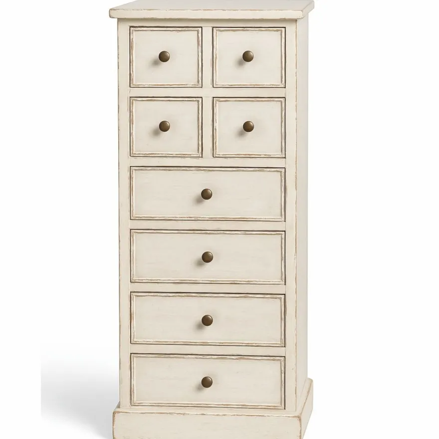 Casa Padrino Landhausstil Shabby Chic Massivholz Kommode mit 8 Schubladen Antik Weiß H. 122 cm