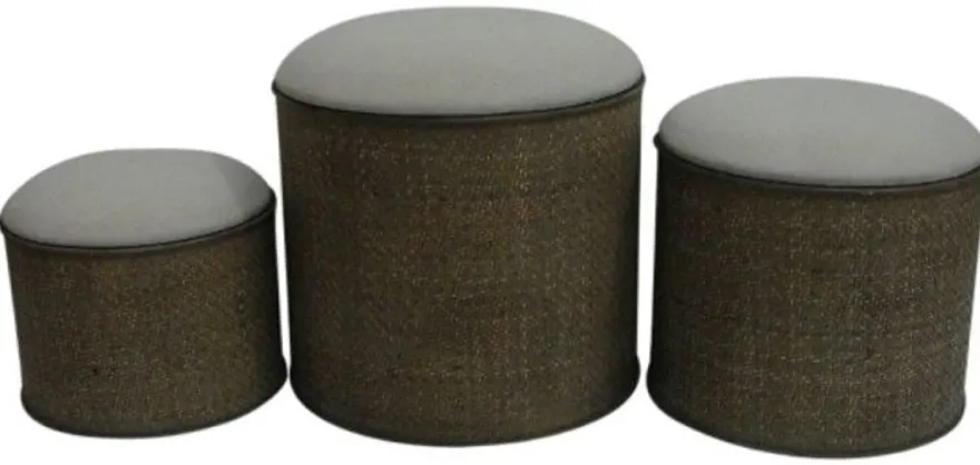Casa Padrino Landhausstil Sitzblock 3er Set - Handgefertigte Sitzhocker mit Stauraum in Dunkelbraun und Beige, Ø 31/36/41 cm