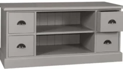 Casa Padrino Landhausstil Sideboard Fernsehschrank Grau 129 x 50 x H. 60 cm - Massives Kiefernholz und Metall