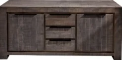 Casa Padrino Landhausstil Sideboard Grau 175 x 50 x H. 76 cm - Massivholz Schrank mit 2 Türen und 3 Schubladen - Wohnzimmer Möbel