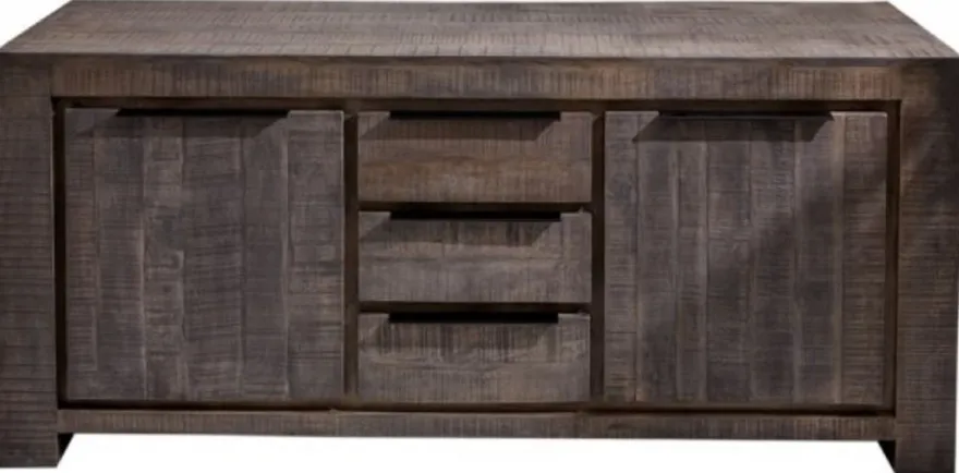 Casa Padrino Landhausstil Sideboard Grau 175 x 50 x H. 76 cm - Massivholz Schrank mit 2 Türen und 3 Schubladen - Wohnzimmer Möbel