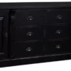 Casa Padrino Landhausstil Sideboard Antik Schwarz / Lila 219 x 51 x H. 78 cm - Massivholz Schrank mit 2 Türen und 6 Schubladen - Landhausstil Massivholz Möbel