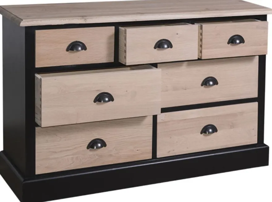 Casa Padrino Landhausstil Sideboard in Schwarz und Naturfarben 122 x 38 x H. 75 cm