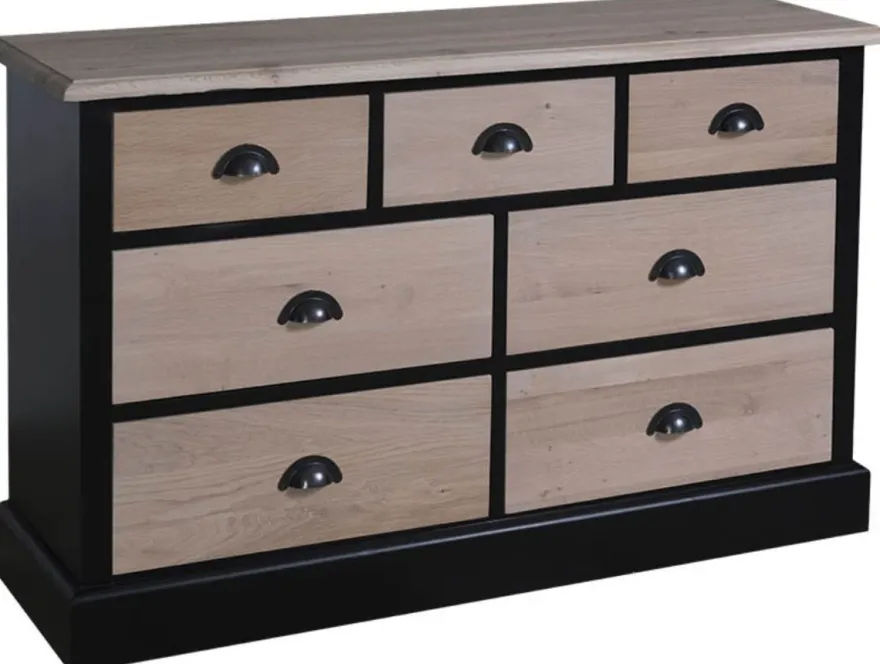 Casa Padrino Landhausstil Sideboard in Schwarz und Naturfarben 122 x 38 x H. 75 cm