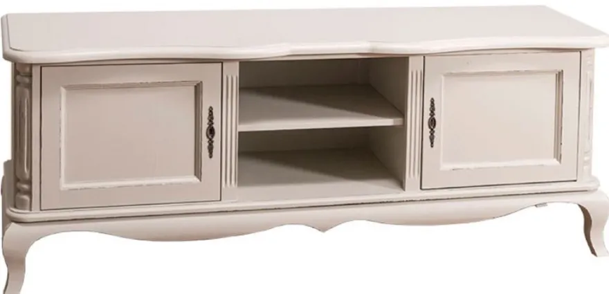 Casa Padrino Landhausstil Sideboard mit 2 Türen Antik Hellgrau 158 x 48 x H. 60 cm - Landhausstil Wohnzimmermöbel